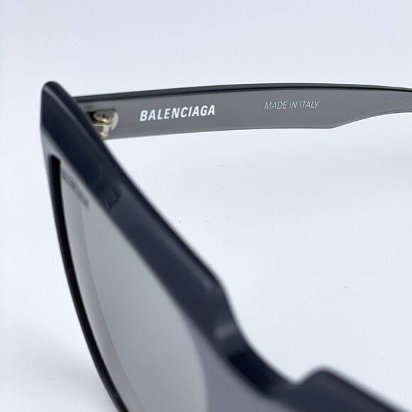 NEW Balenciaga BB0046S 006 Silver Gray Shiny Mirrored Cat Eye Women Sunglasses - Picture 8 of 11